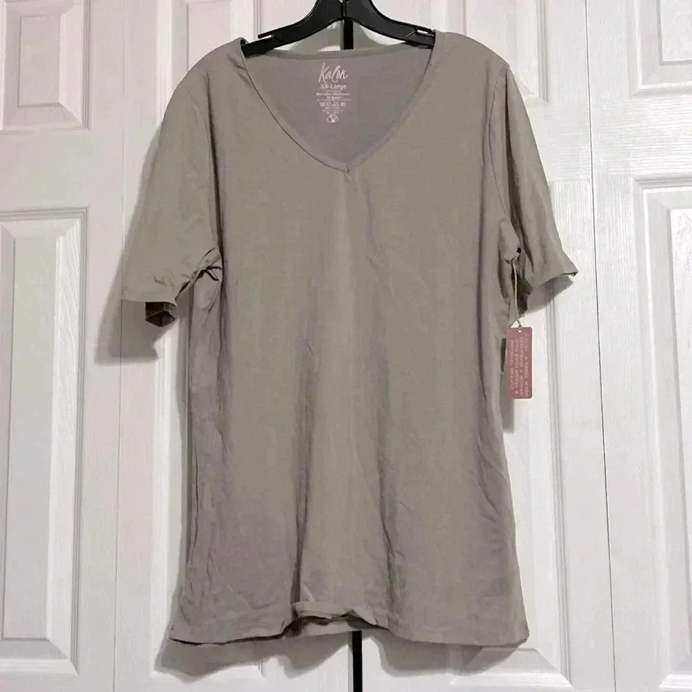 Kalon cotton knit short sleeve tee shirt top